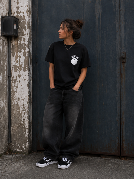 Stussy 8 Ball Pigment Dyed Tee Shirt - Black